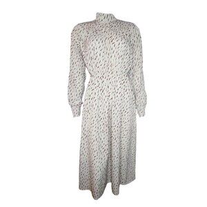 Toppies Dress Womens Size M Medium Cream Brown Patterned Long Dress Cottage Core